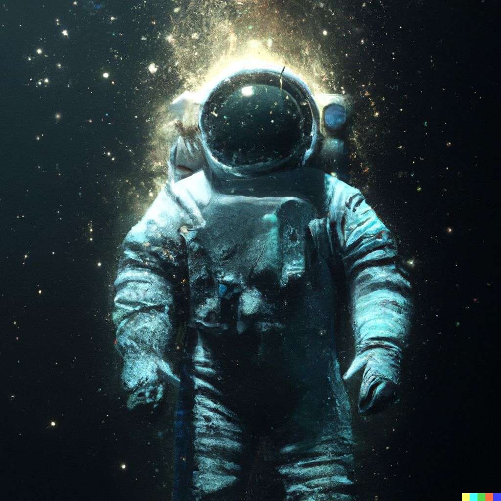 an astronaut, particle simulation, Octane render